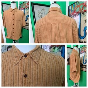 The Territory Ahead Men’s XL Linen Blend Resort Striped Short Sleeve Shirt